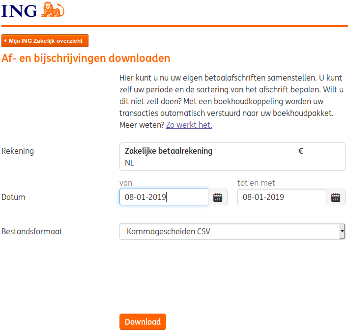 Hoe ING Bank exporteren voor Acumulus