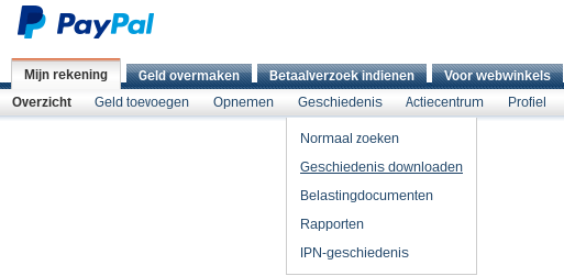 Hoe PayPal exporteren voor Acumulus - Stap 1